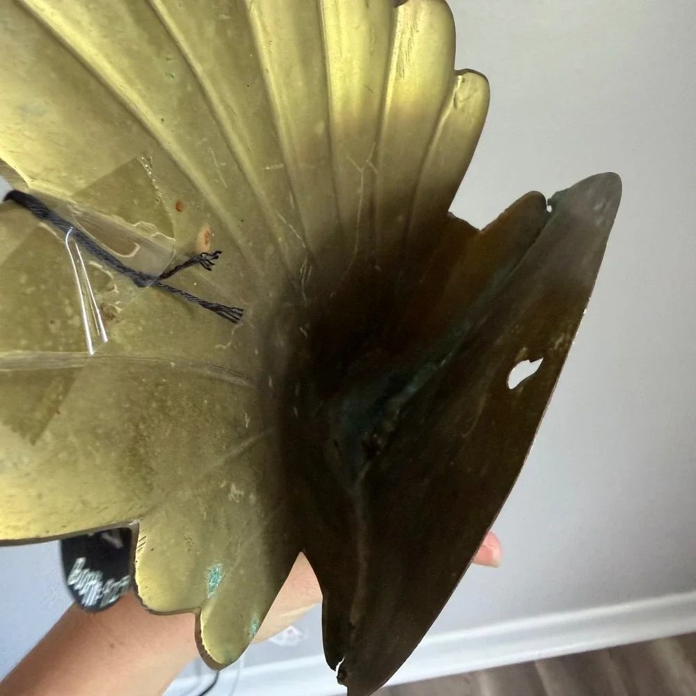 Vintage Brass Wall Pocket Planter Fan Leaf Art Deco Decorative Sconce India